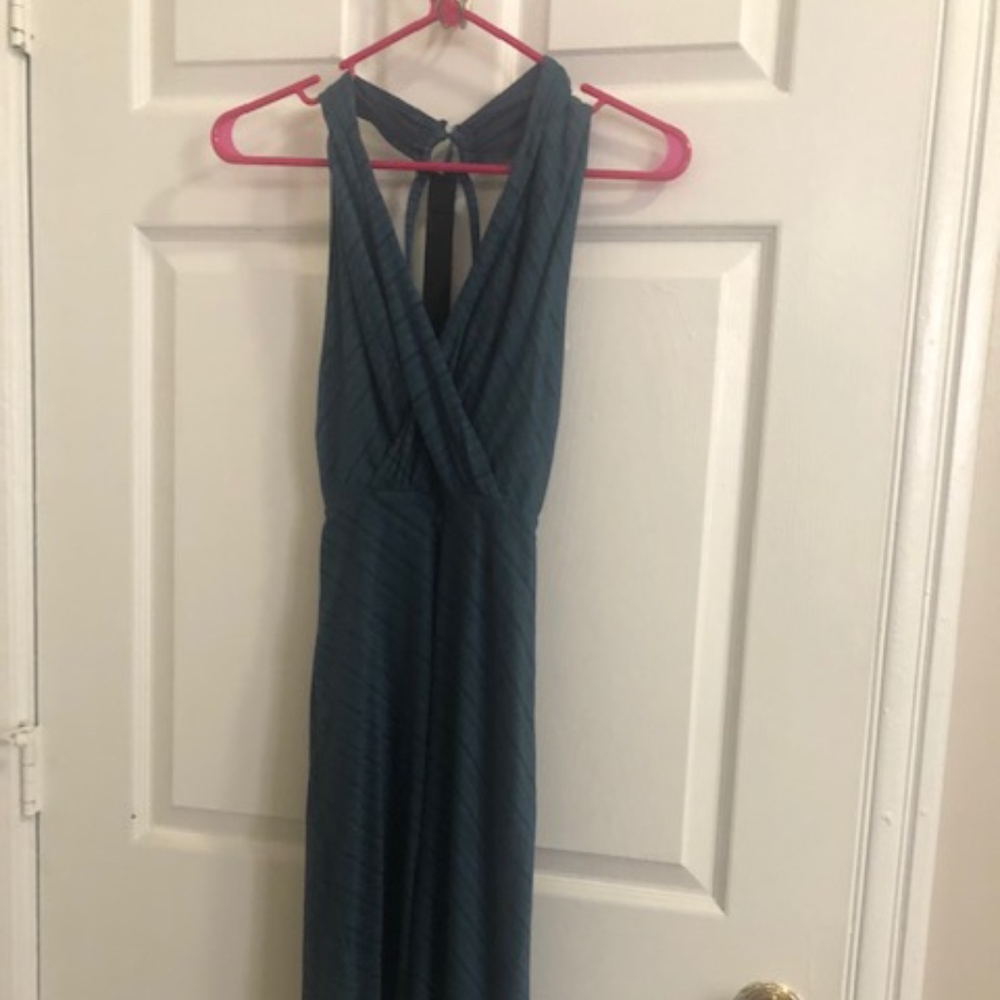 Strappy Blue Dress with Front Cutout